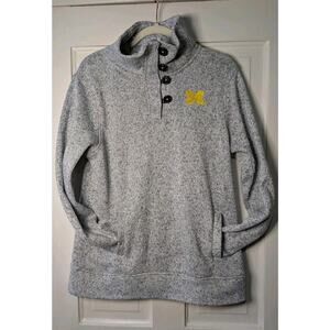 Champion Elite Grey Pullover Sweater Michigan Women's Logo Speckled Large (768)